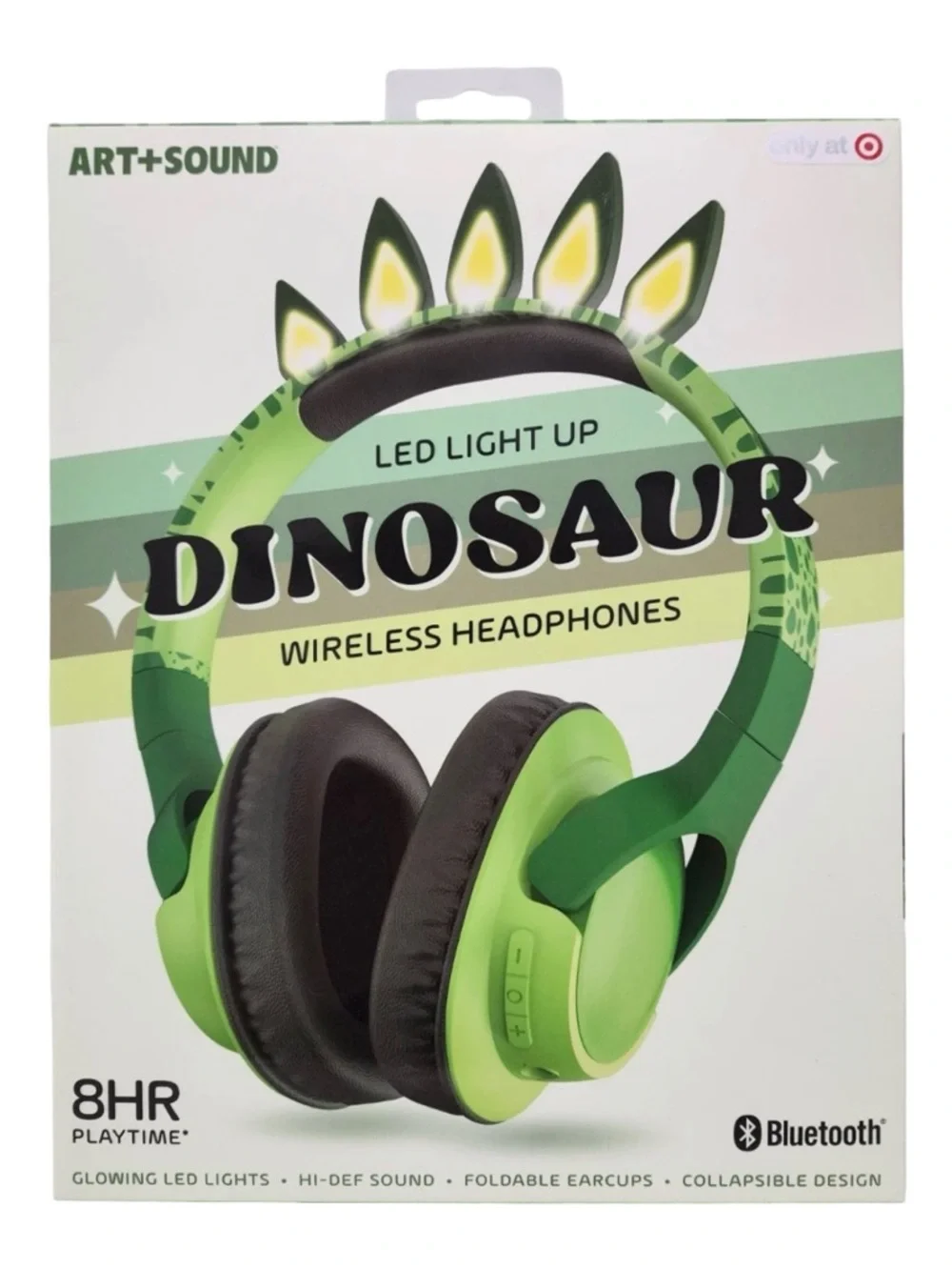 Art + Sound LED Light Up Dinosaur Wireless Headphones Brand New In Box